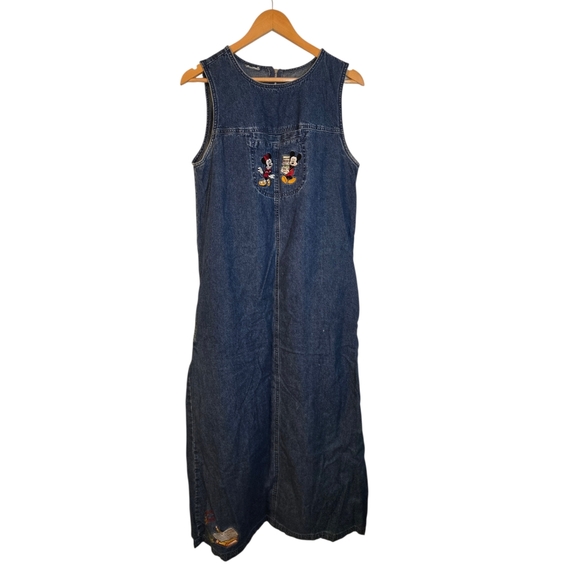 Disney Dresses & Skirts - Vintage 90s Teachee Disney Blue Denim Maxi Dress with Embroidered Characters